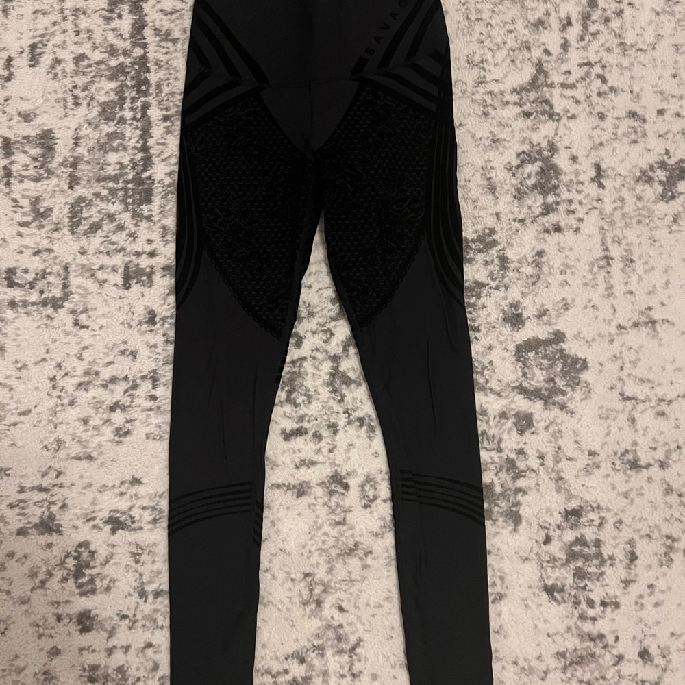 Savage Fenty Black Textured Leggings